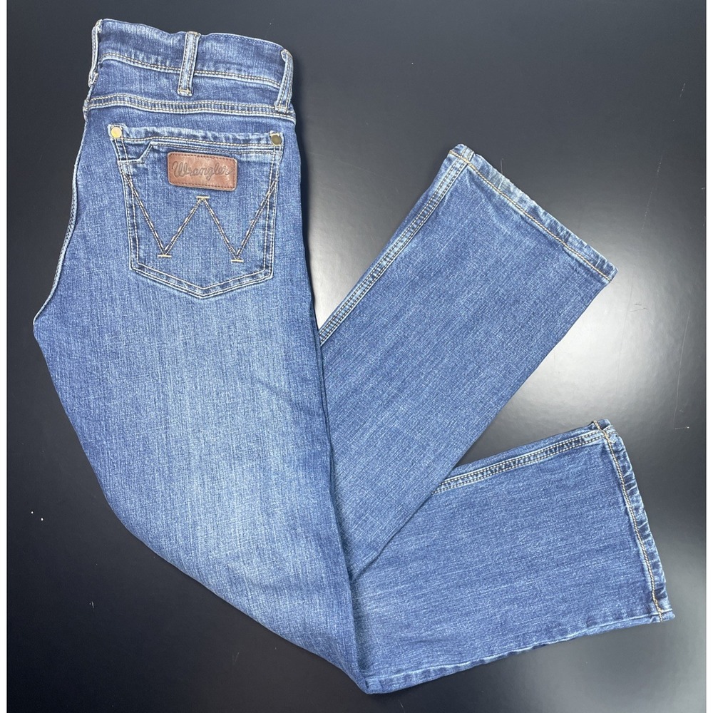 Y2K Wrangler Retro Slim Boot Stretch Jeans 30x29 Medium Wash Denim Authentic